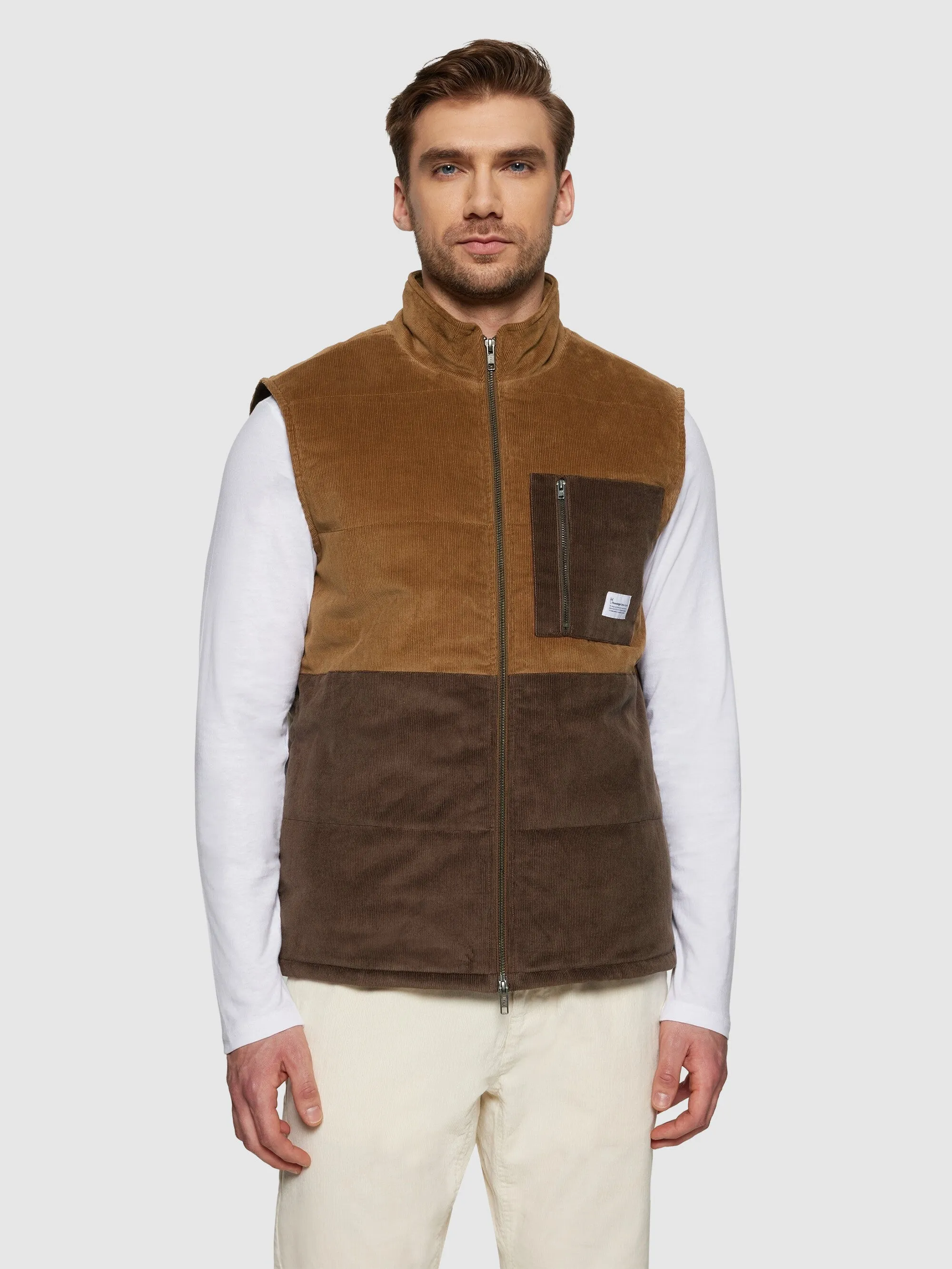 14-wales corduroy colorblock vest - GRS/Vegan - Dachshund