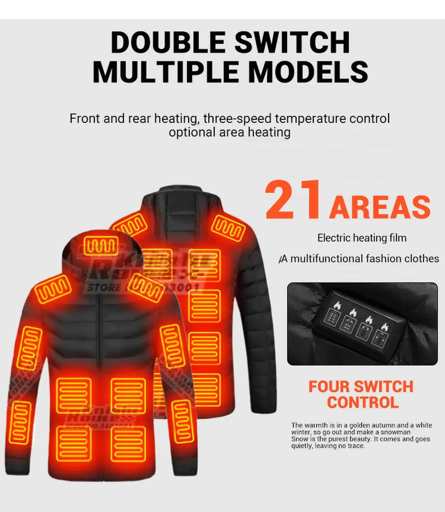 21 Areas Heated Jacket Winter Men's Women's Motorcycle Jacket USB Electric Heating Jacket Heated Vest Moto Thermal Clothing Coat