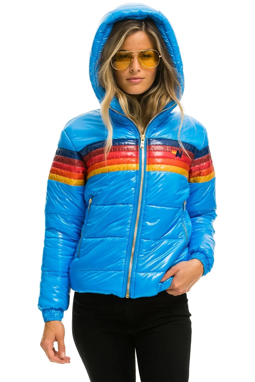 5 STRIPE LUXE TREKKER JACKET - GLOSSY BLUE