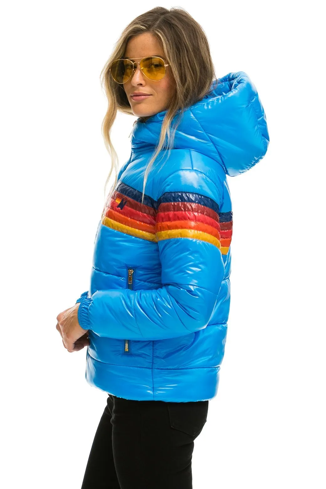 5 STRIPE LUXE TREKKER JACKET - GLOSSY BLUE