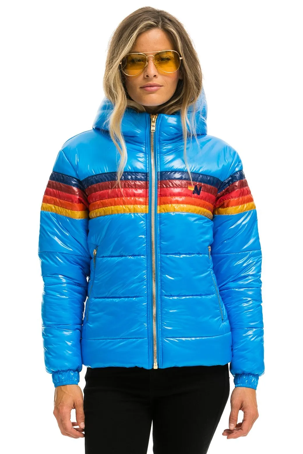 5 STRIPE LUXE TREKKER JACKET - GLOSSY BLUE