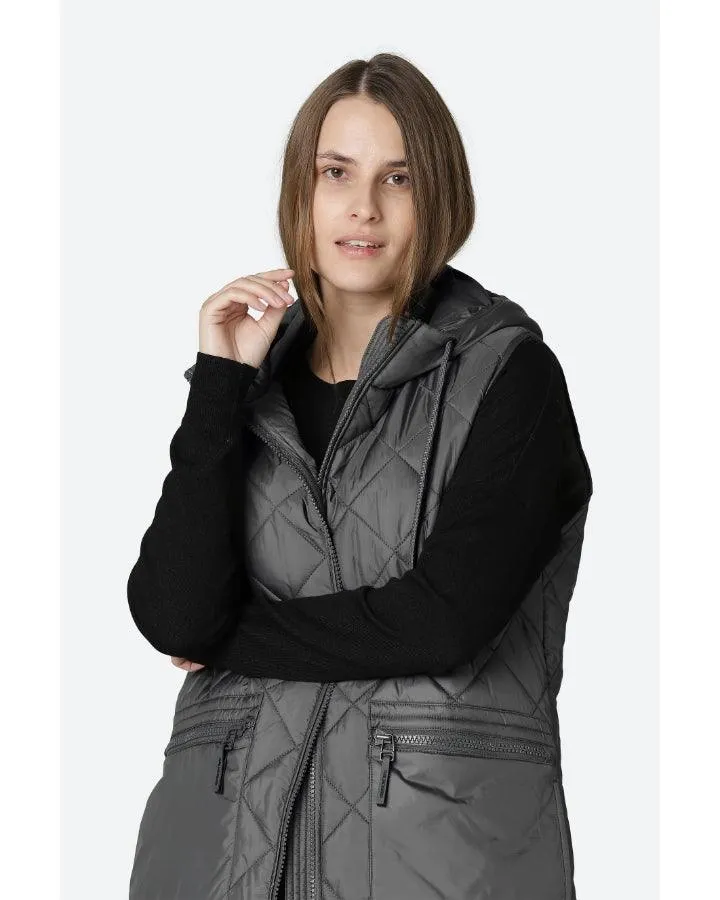 Aerial04 Quilted Hooded Hip Length Vest