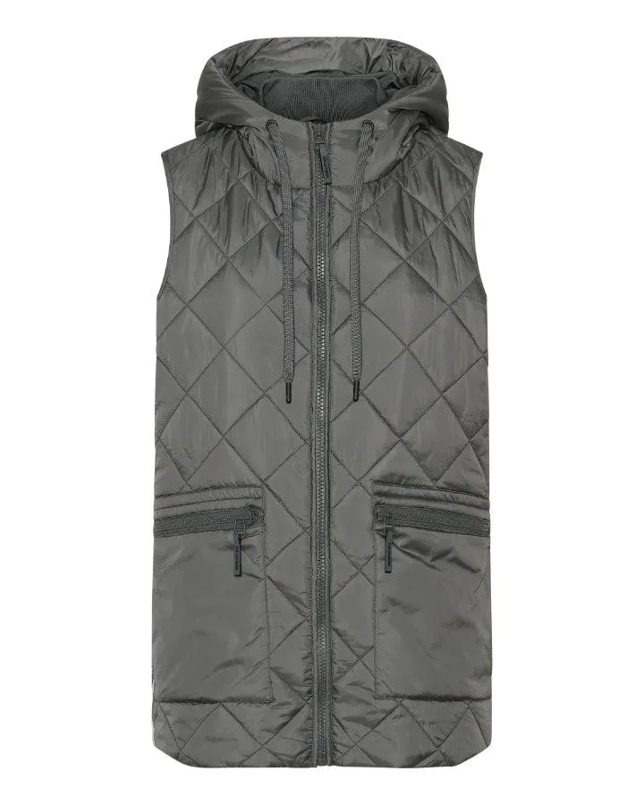 Aerial04 Quilted Hooded Hip Length Vest