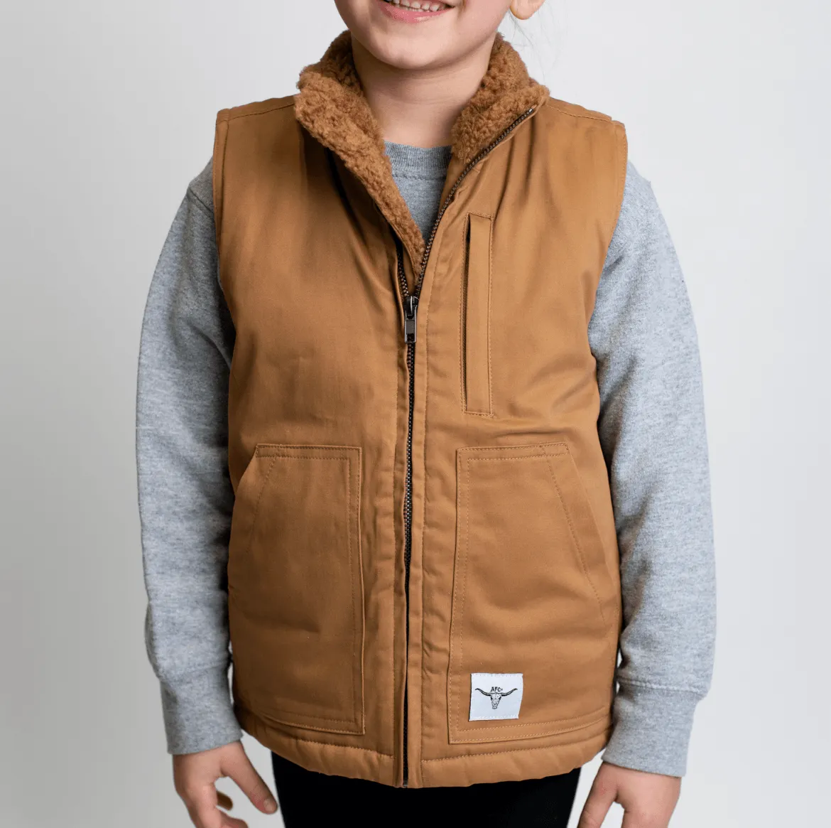 AFC Sherpa Lined Brown Vest - Toddler/Youth