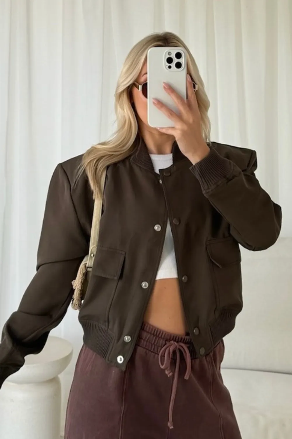 Aria khaki cargo bomber jacket