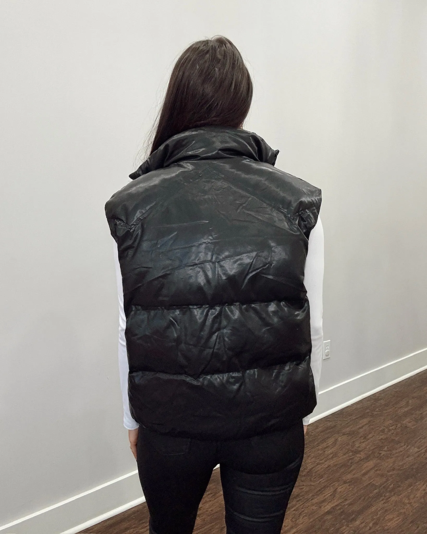 Be the One Black Leather-like Padded Vest