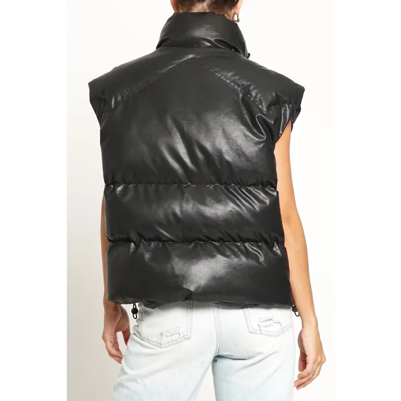 Be the One Black Leather-like Padded Vest