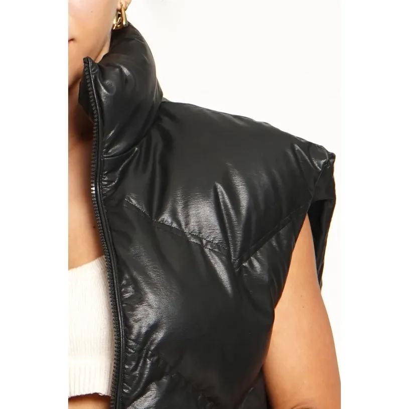 Be the One Black Leather-like Padded Vest