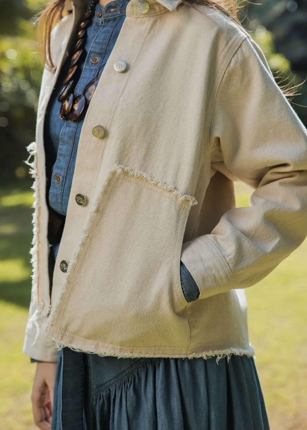 Beige Patched Jacket