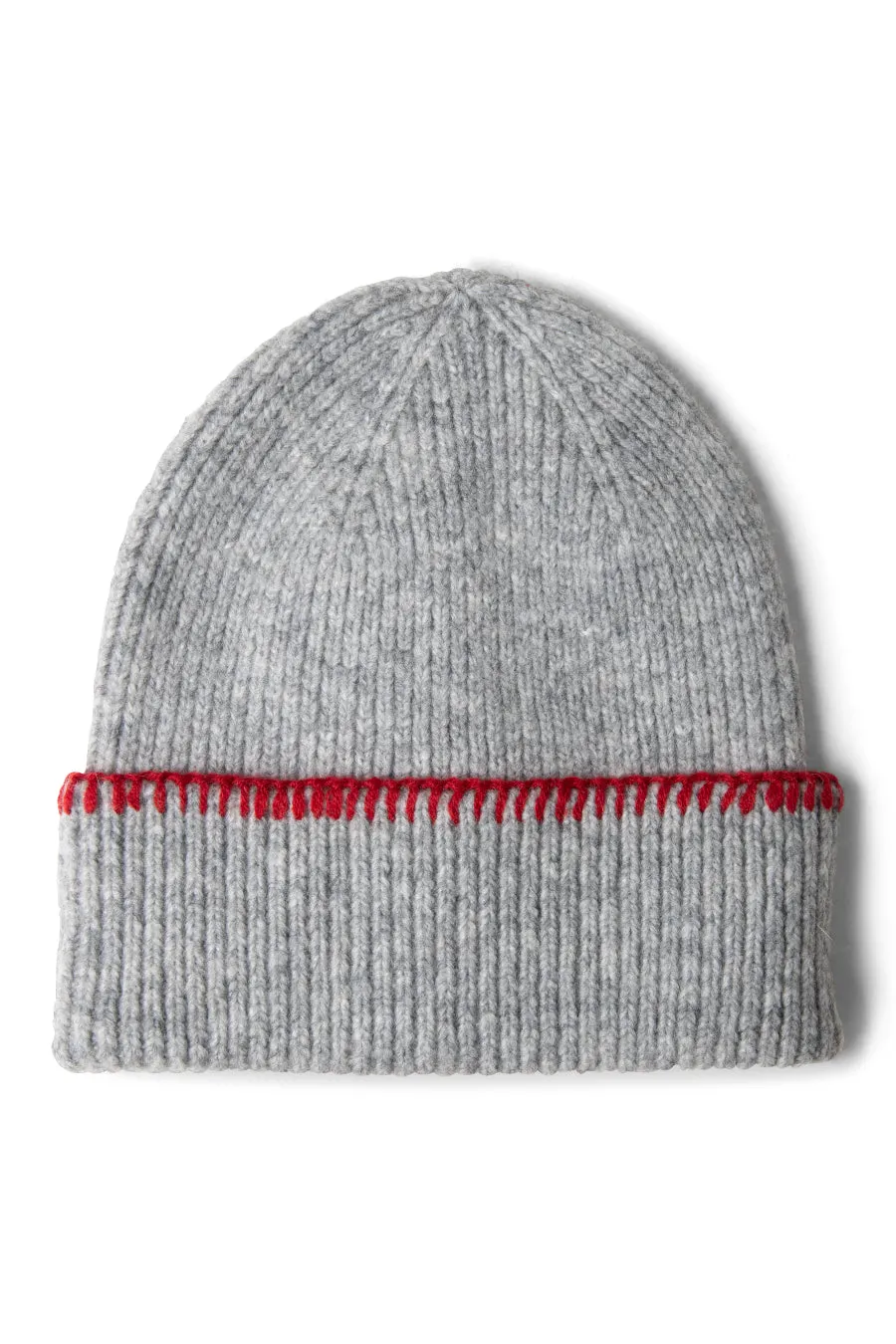 blanket stitch beanie- grey