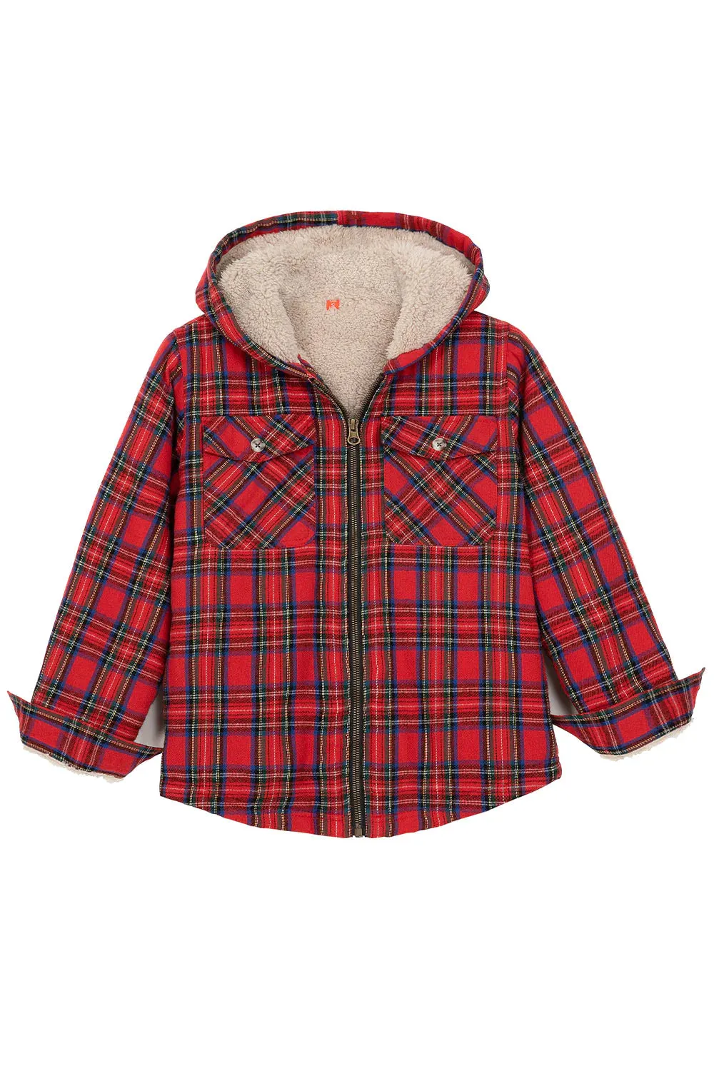 Boys Matching Family Red Hooded Flannel Jacket