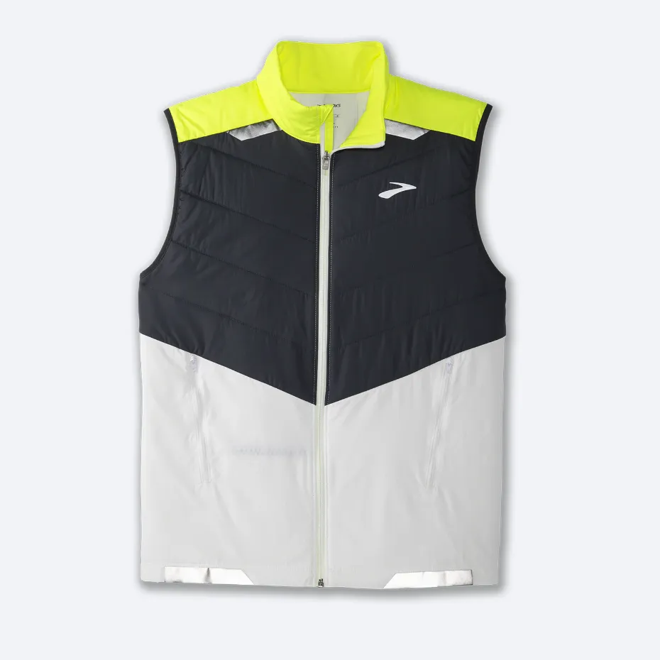 Brooks | Run Visible Insulated Vest | Men's | White/Asphalt/Nightlife