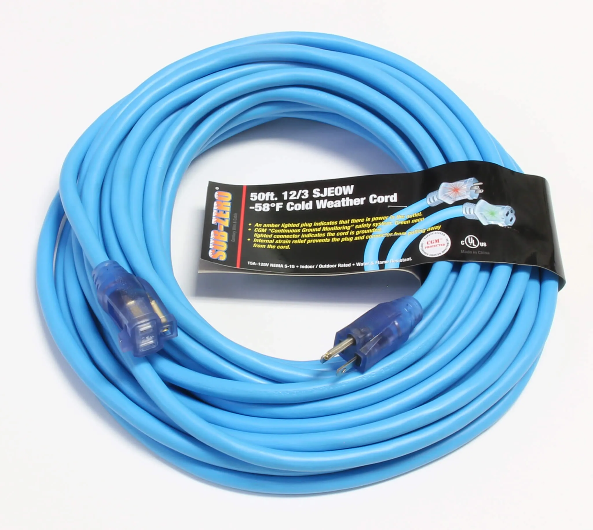 Century D16821050 Extension Cord 12/3 SJEOW 50 Feet Single Tap