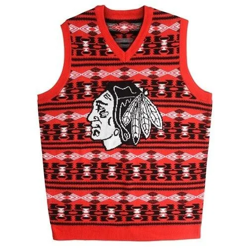 Chicago Blackhawks Aztec Print Ugly Sweater Vest