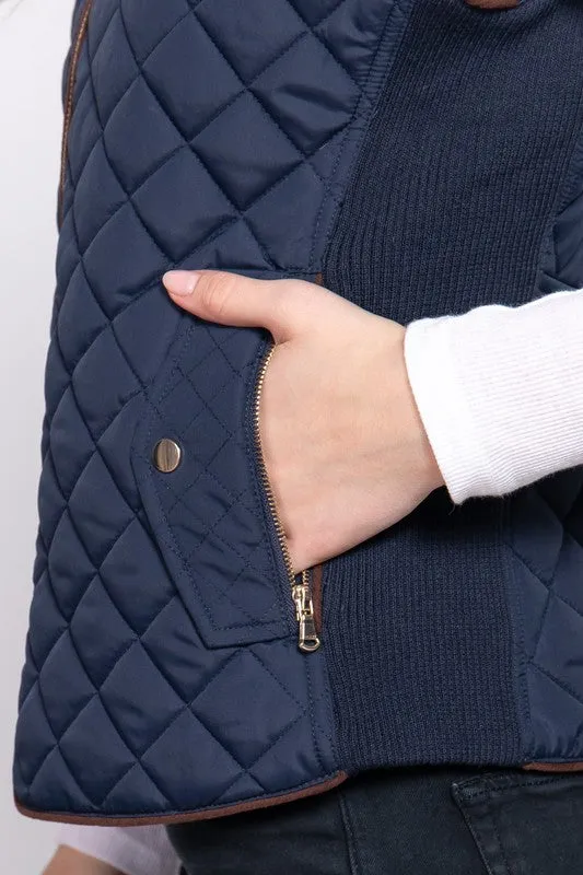 Diamond Quilted Vest - Navy