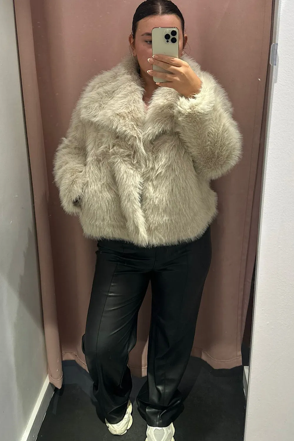 Ellen Beige Faux Fur Jacket