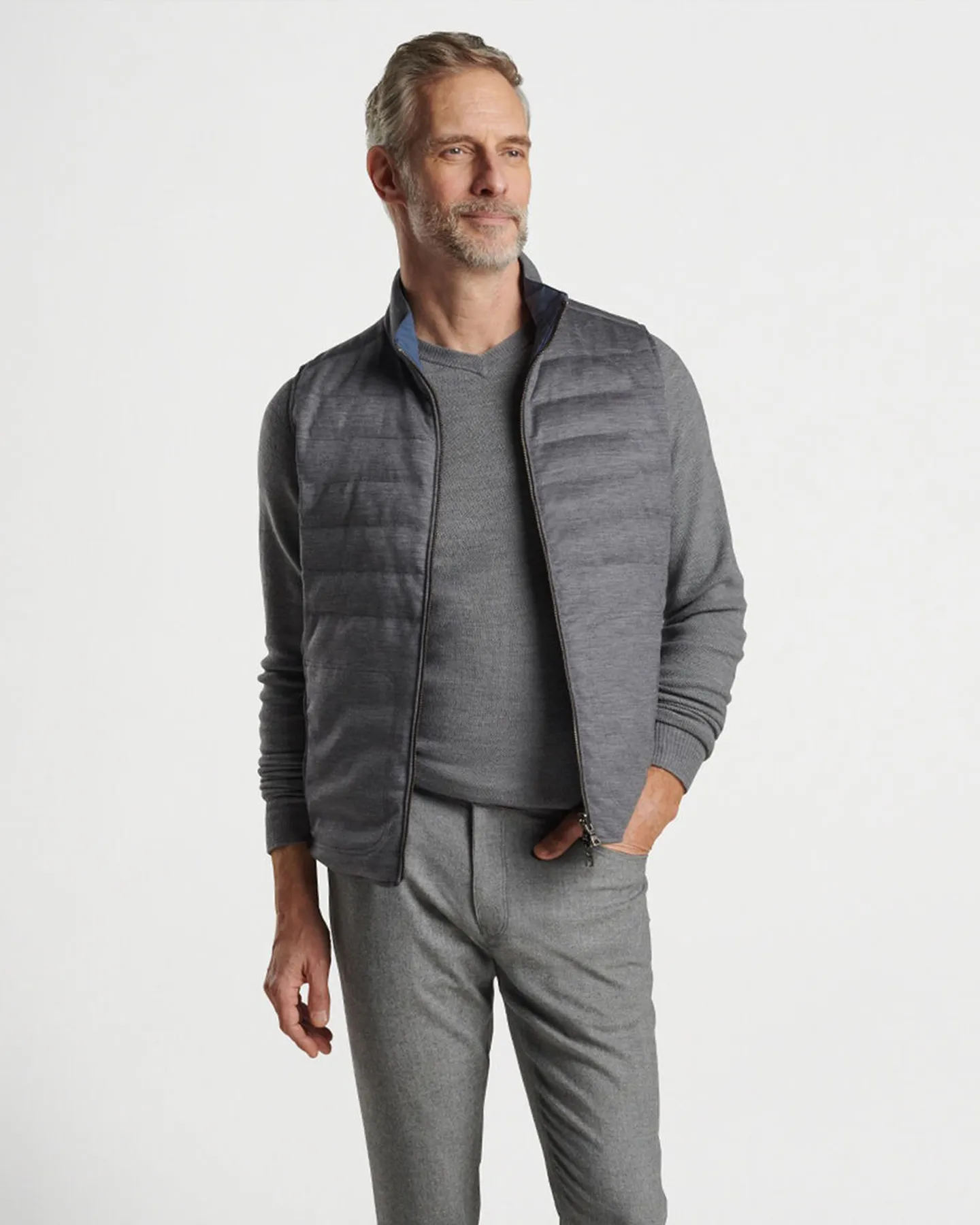 EXCURSIONIST FLEX REVERSIBLE KNIT VEST - NICKEL/VINTAGE INDIGO