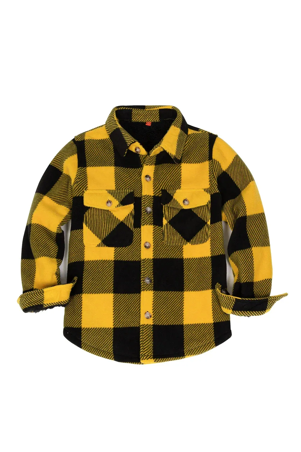 Girls Sherpa Lined Buffalo Plaid Fleece Button Down Shirt Jacket-Kids