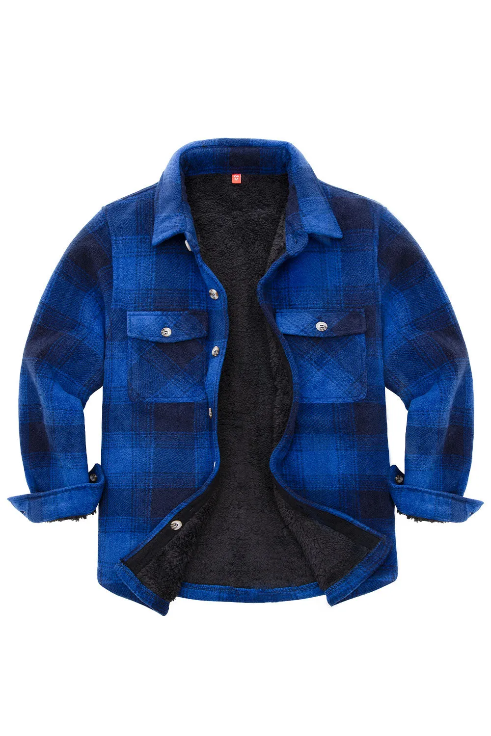 Girls Sherpa Lined Buffalo Plaid Fleece Button Down Shirt Jacket-Kids