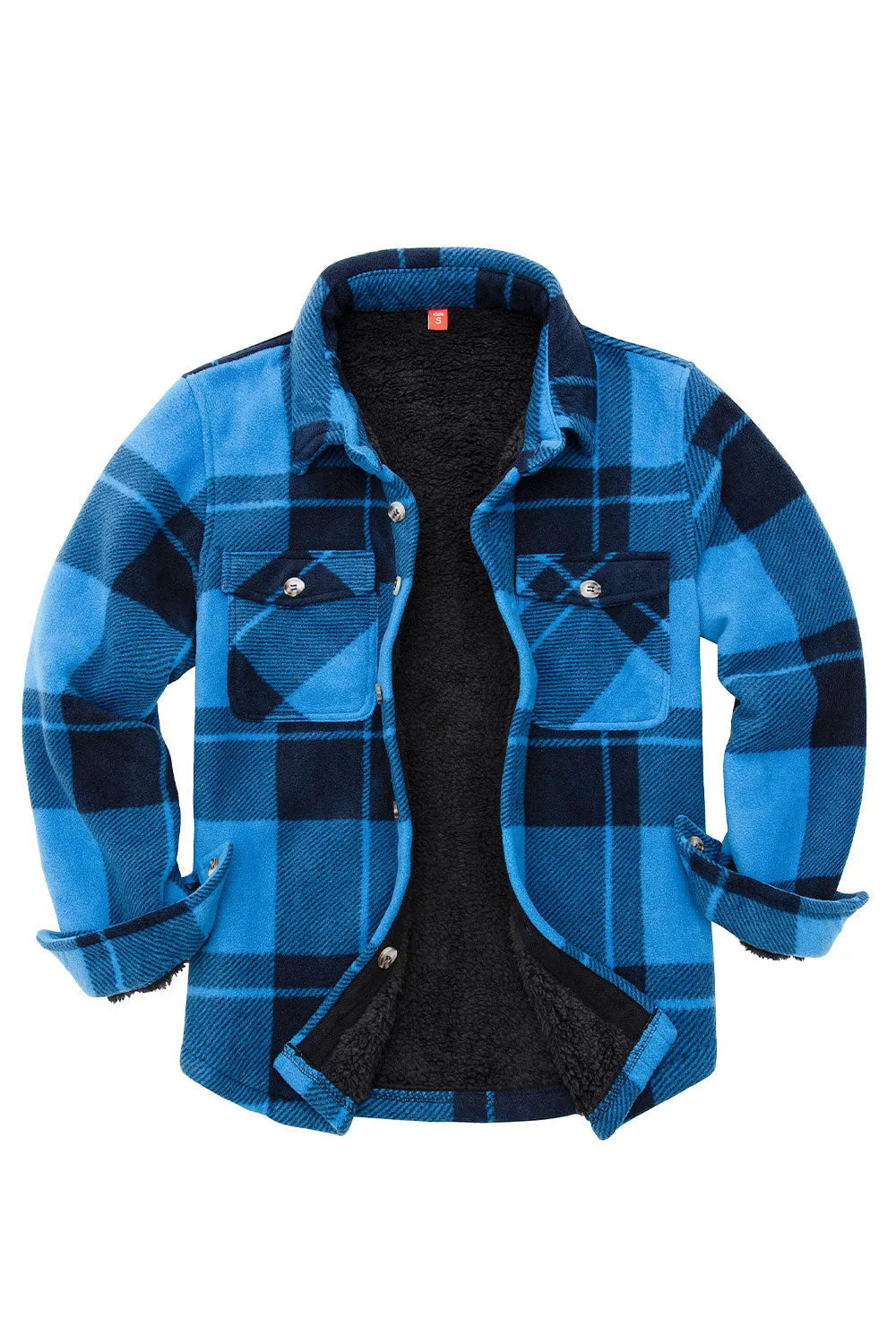 Girls Sherpa Lined Buffalo Plaid Fleece Button Down Shirt Jacket-Kids