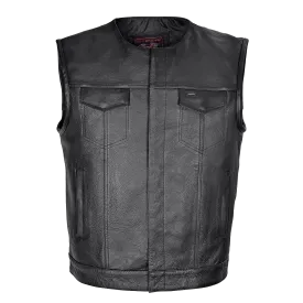 HMM919 Men's Leather Club Vest with Quick Access Gun Pocket