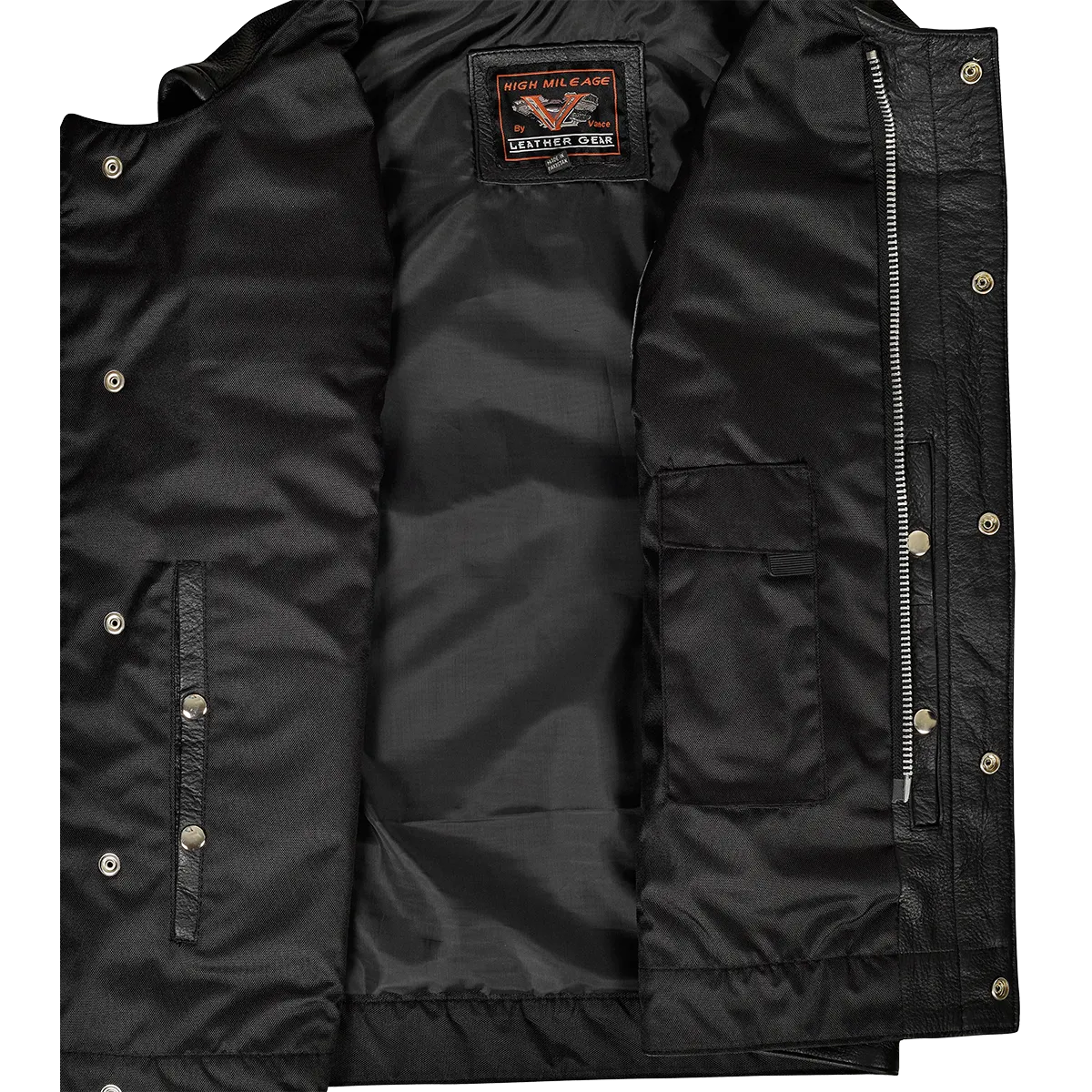 HMM919 Men's Leather Club Vest with Quick Access Gun Pocket