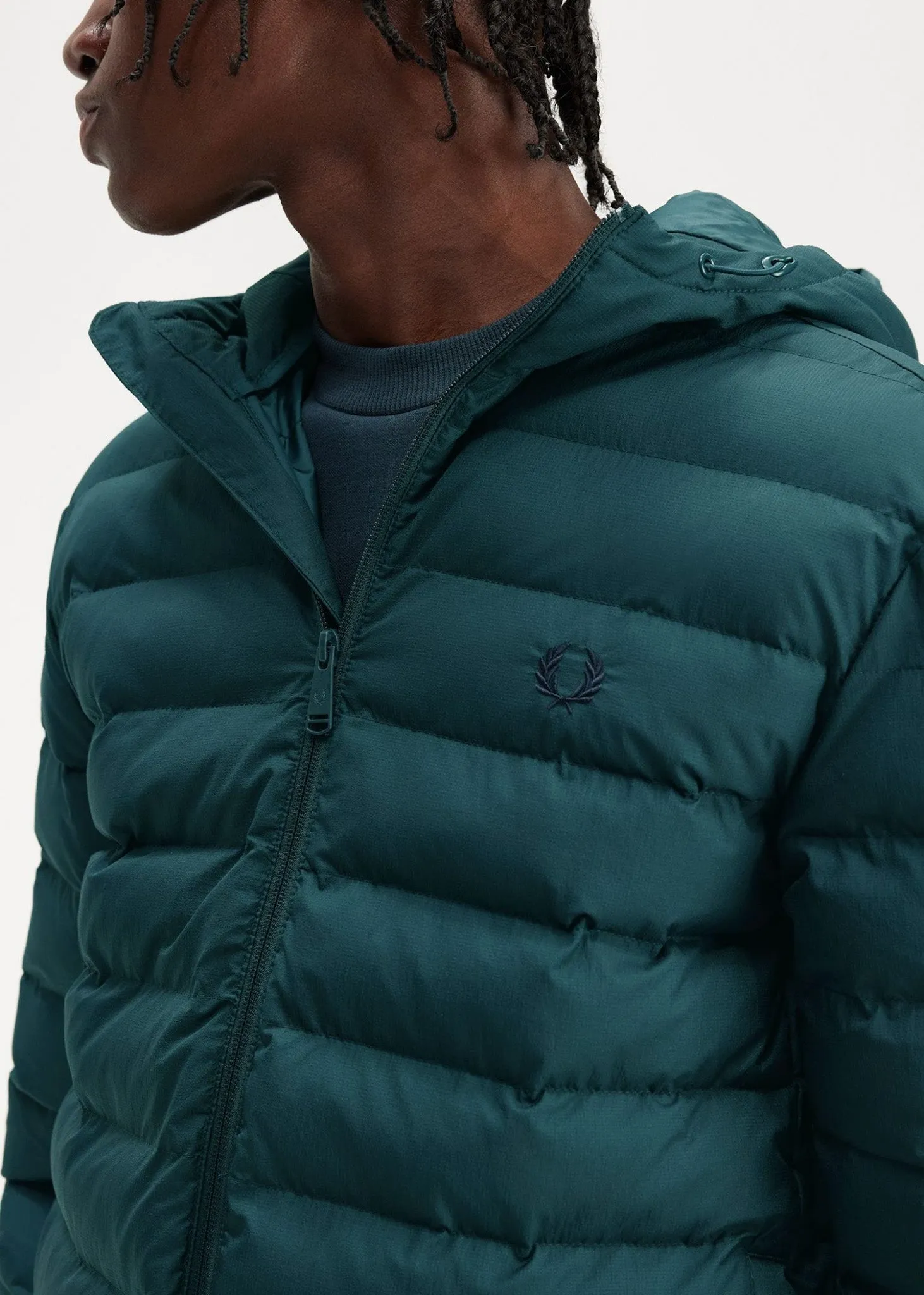 Hooded insulated jacket - petrol blue