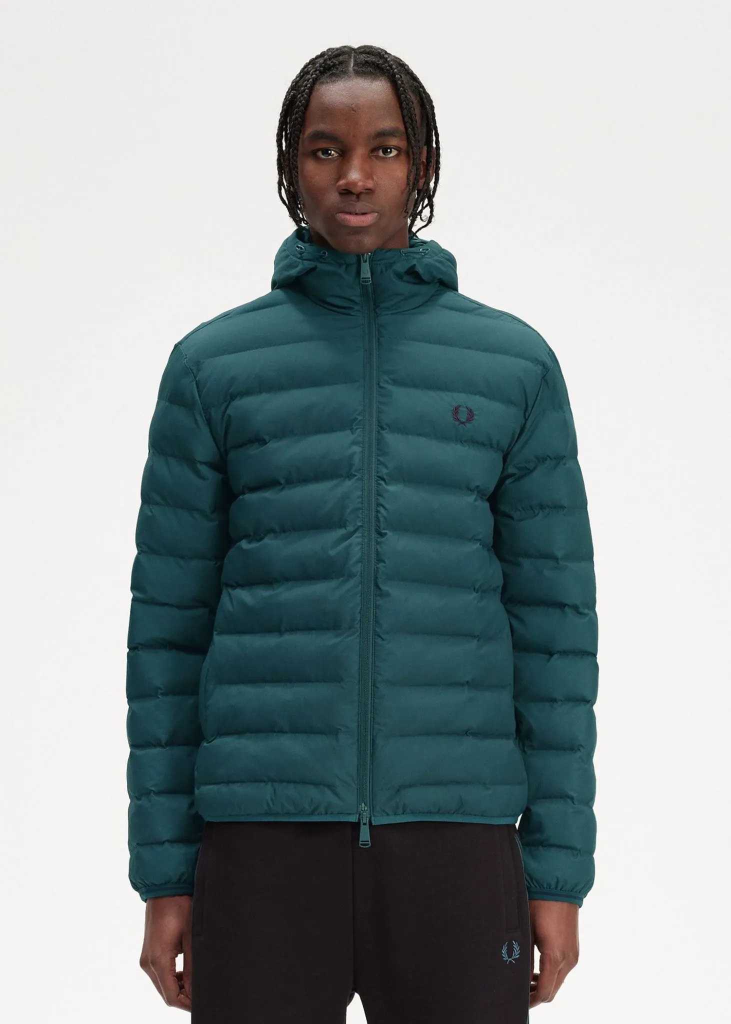 Hooded insulated jacket - petrol blue