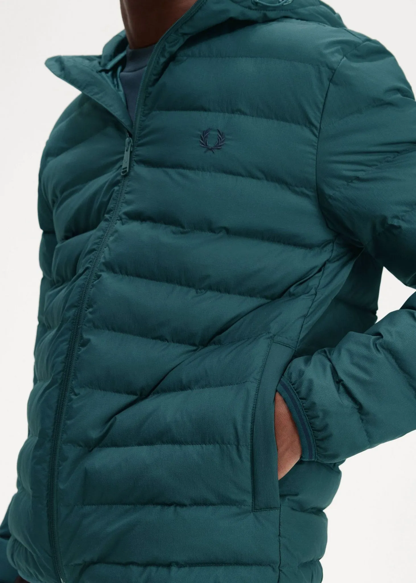 Hooded insulated jacket - petrol blue