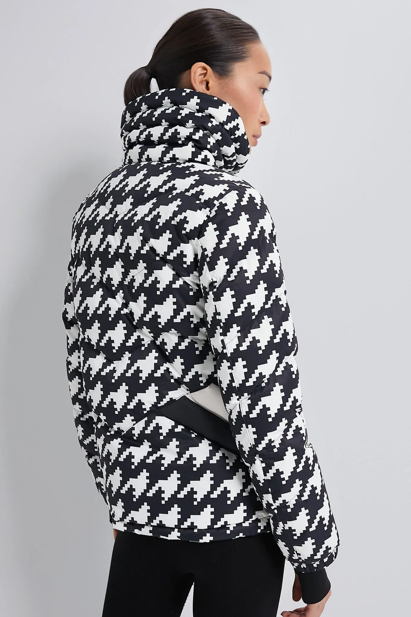 Houndstooth Black and Snow White Ski Duvet Jacket