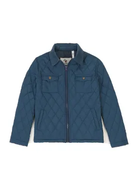 Kid's Zip-Up Lightweight Quilted Shirt Jacket with Flannel Lining