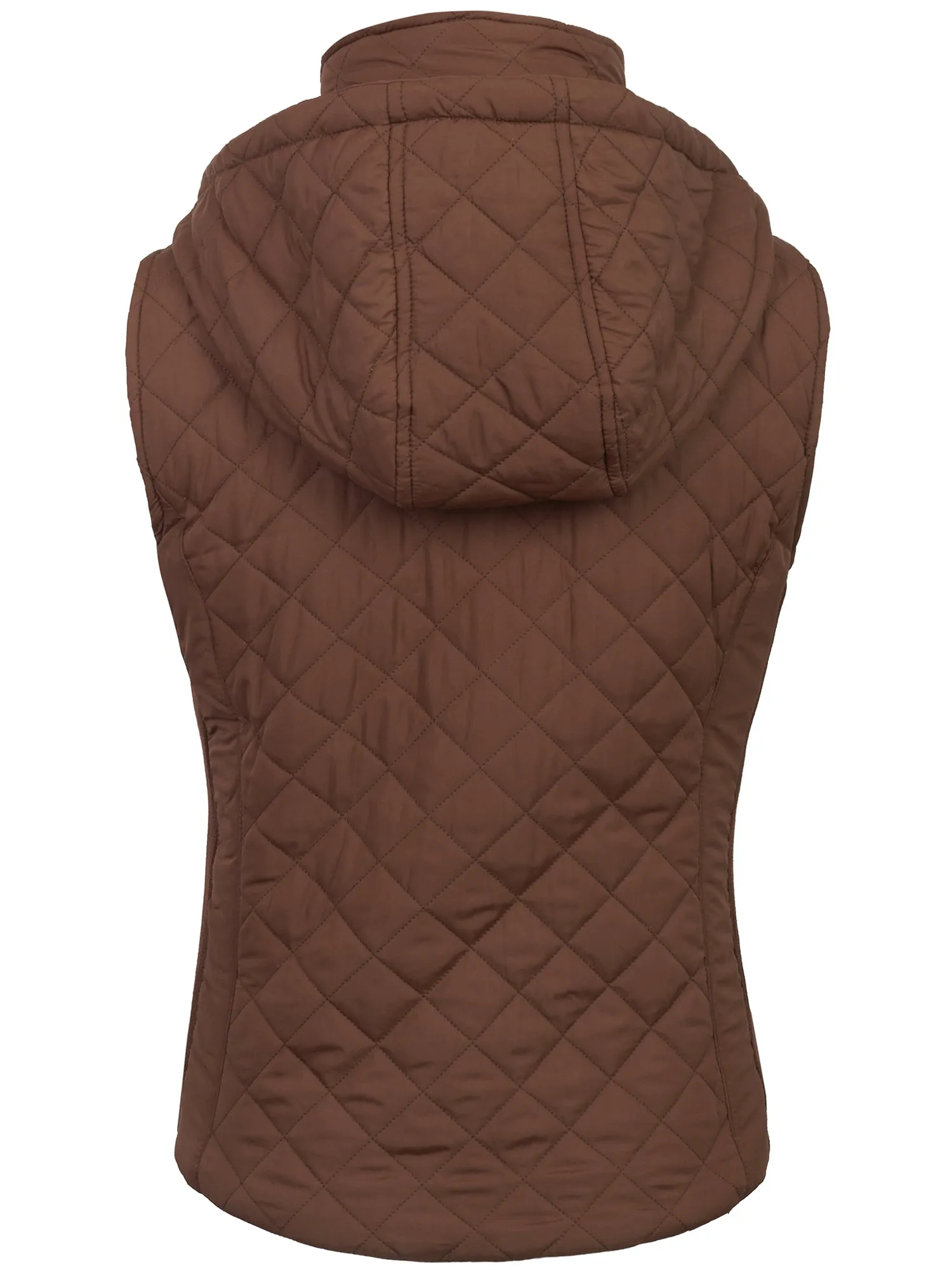 KOGMO Women's Quilted Lightweight Hoodie Vest with Sherpa Line Detail