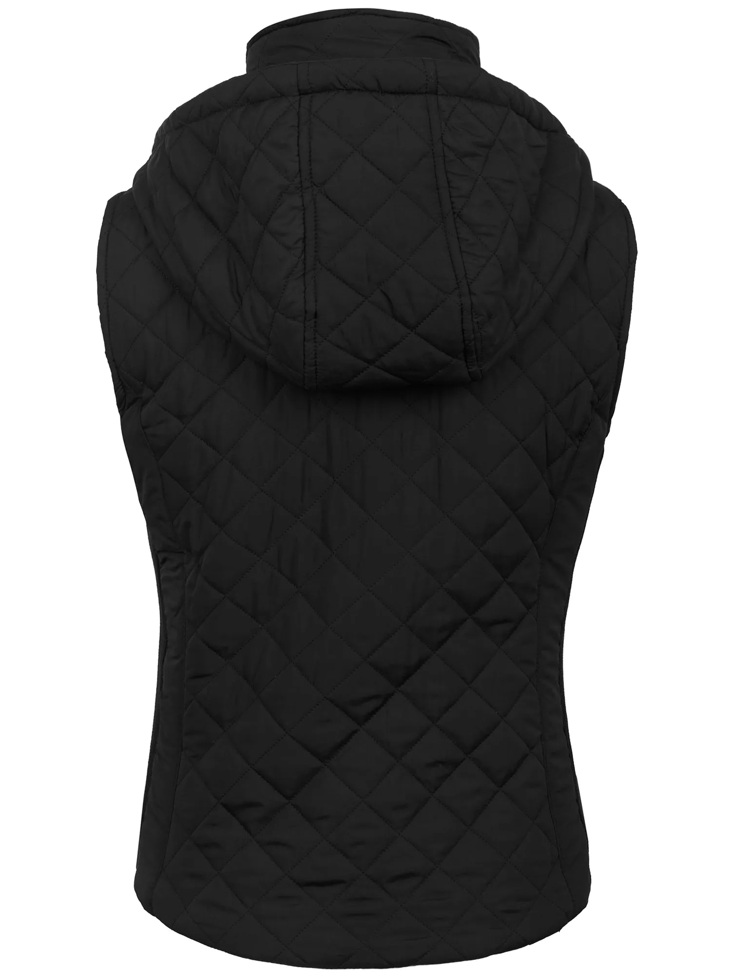 KOGMO Women's Quilted Lightweight Hoodie Vest with Sherpa Line Detail