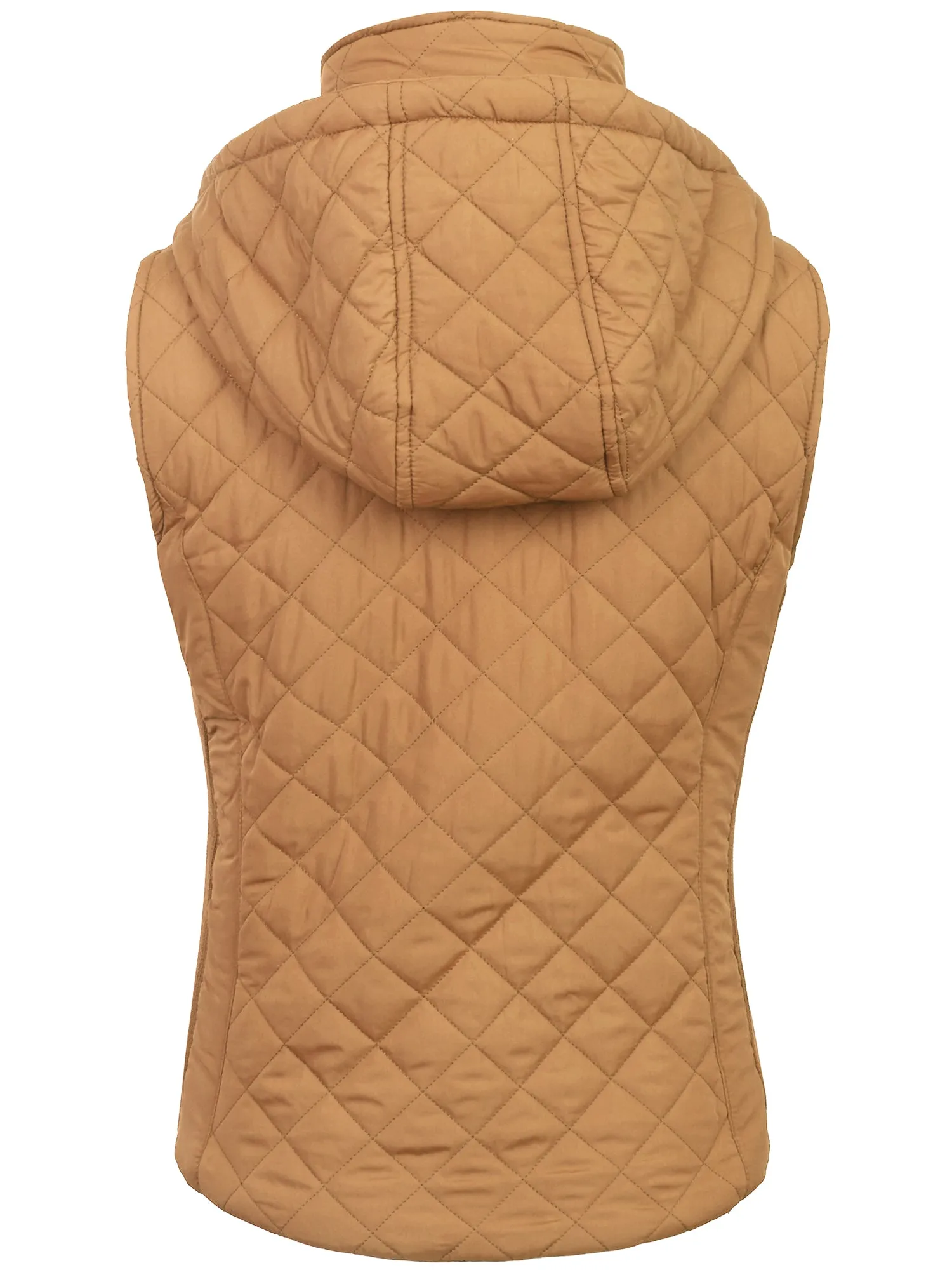 KOGMO Women's Quilted Lightweight Hoodie Vest with Sherpa Line Detail