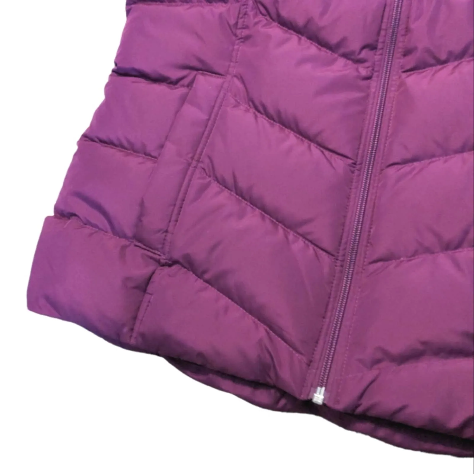 LANDS' END Purple Puffer Down Feather HyperDry Full Zipper HyperDry Vest Medium