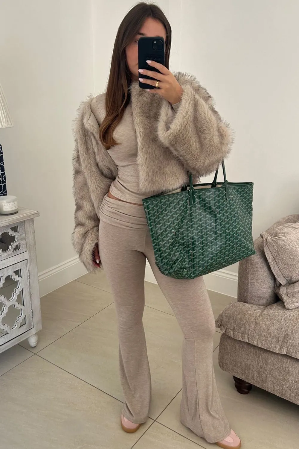 Lauren beige faux fur jacket