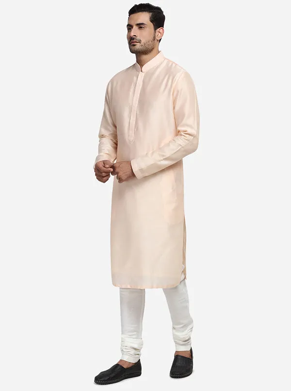 Light Peach Kurta Set with Light Peach Jacket | Siddhesh Chauhan