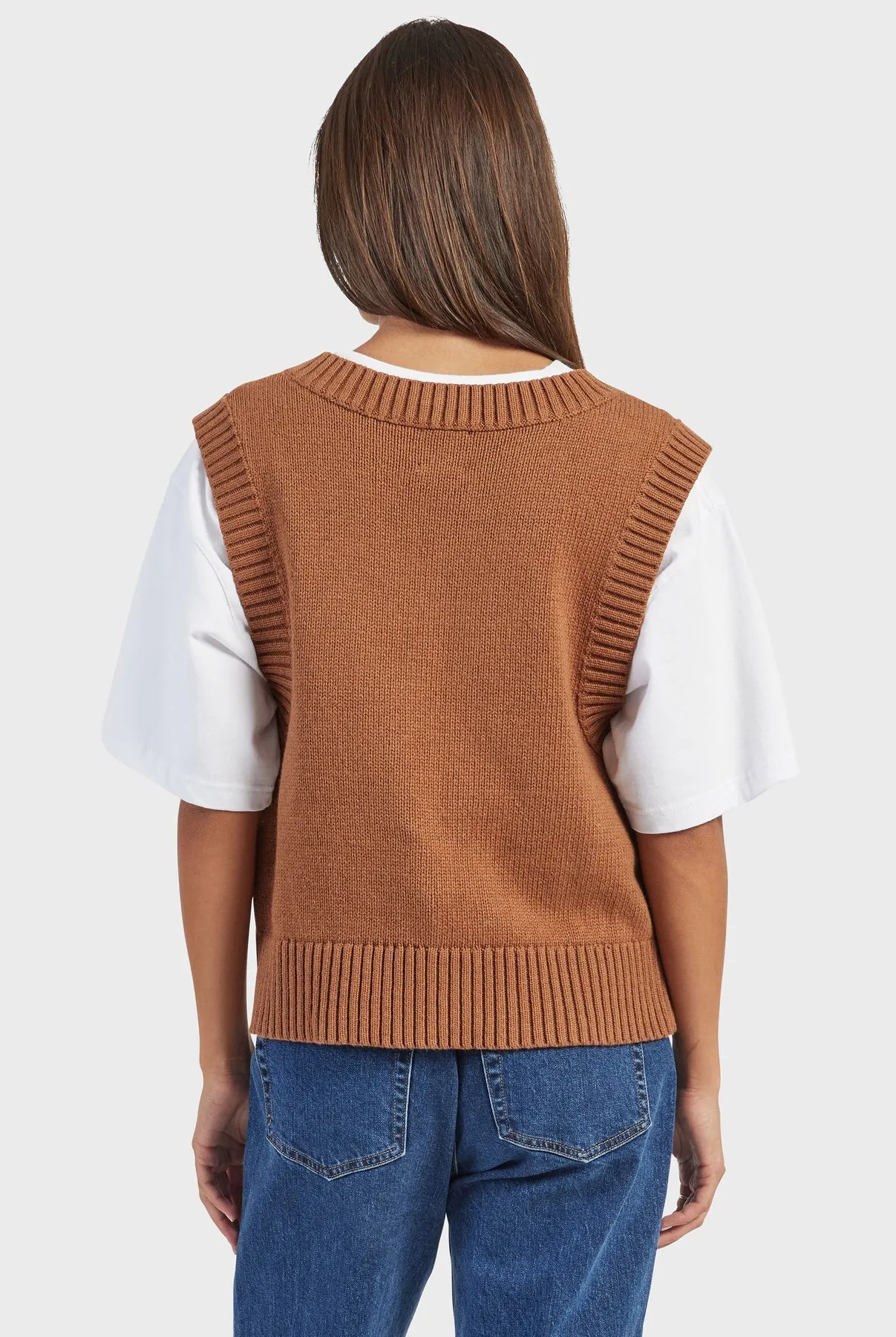 Malibu Knit Vest in Gingerbread