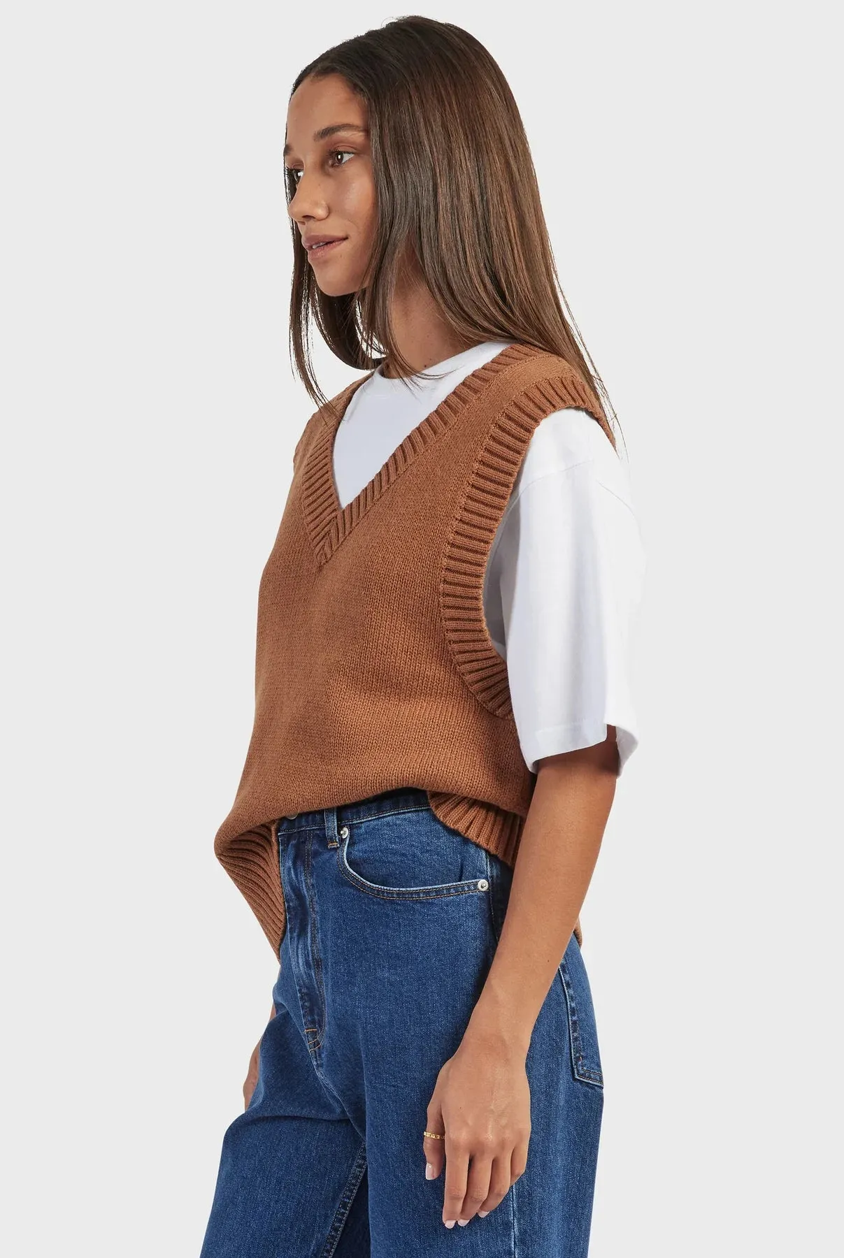 Malibu Knit Vest in Gingerbread