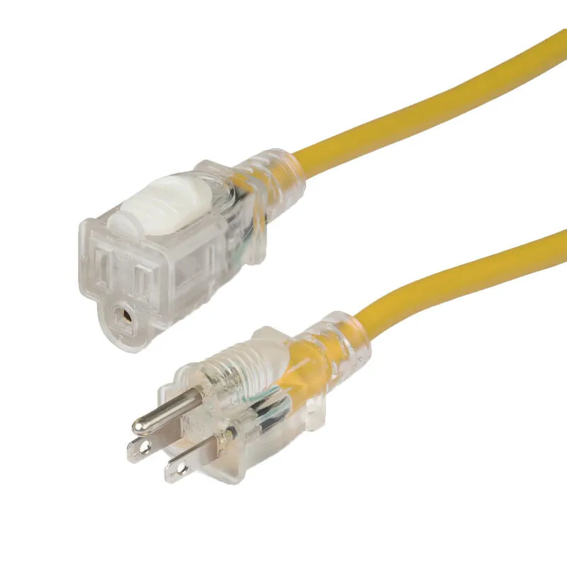 MARINCO 17863192 50' Locking, Lighted Extension Cord, 15A, 14/3 AWG, Yellow