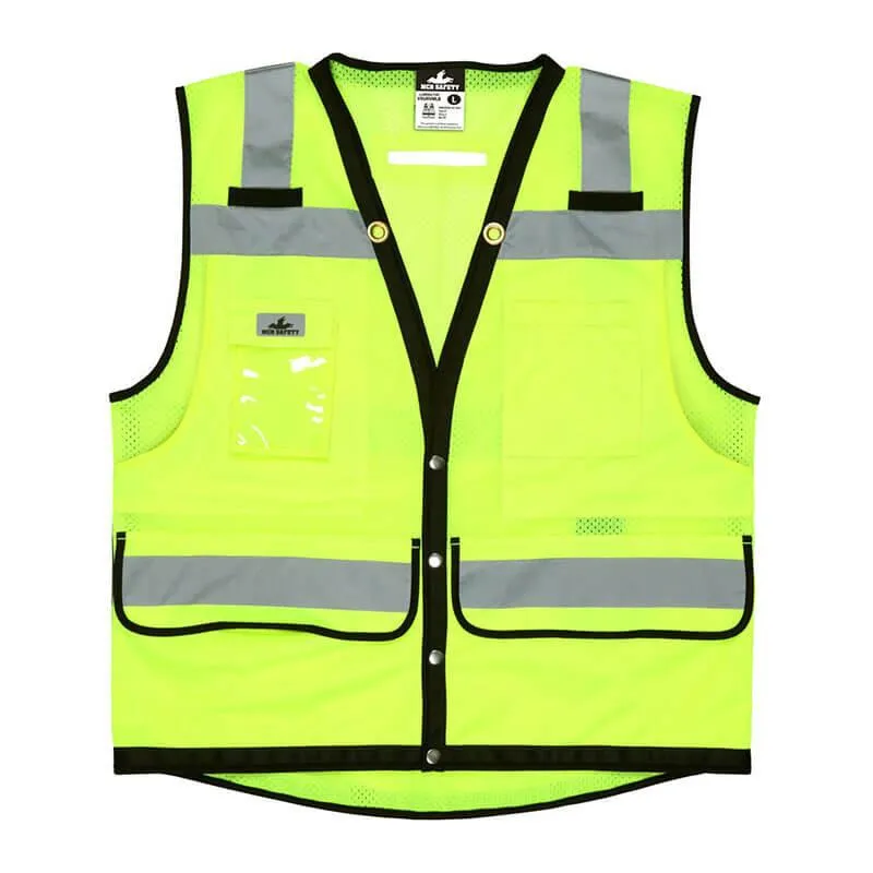 MCR Vest,Lime,Class 2,Buttons,Mesh,Surveyor