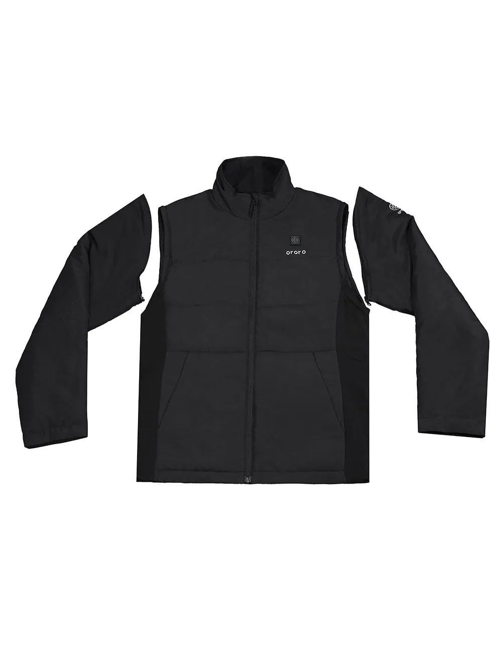 Men's Heated Golf Jacket with Zip-off Sleeves - Black