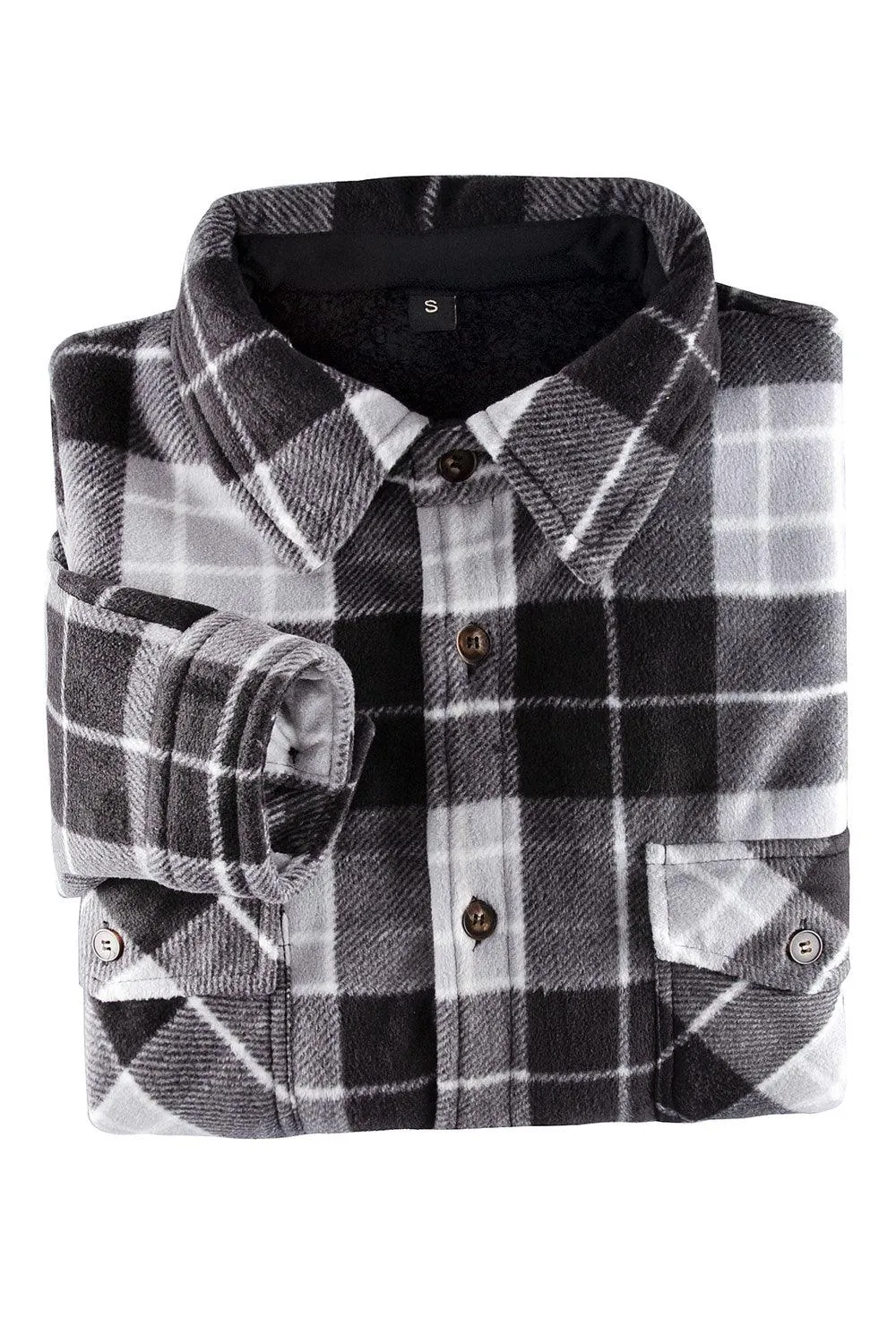 Men's Warm Sherpa Lined Plaid Shirt Jacket (Sherpa Lined Throughout)