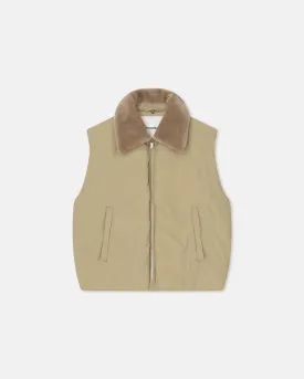 Mexim - Faux Fur and Tech Nylon Vest - Sage/ Beige