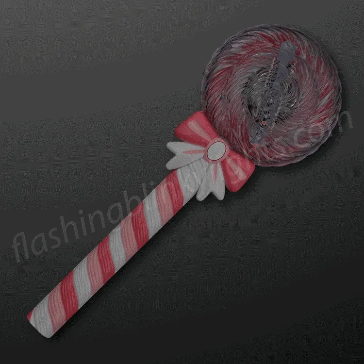 Pink Light Up Spinning Lollipop Wand 12"