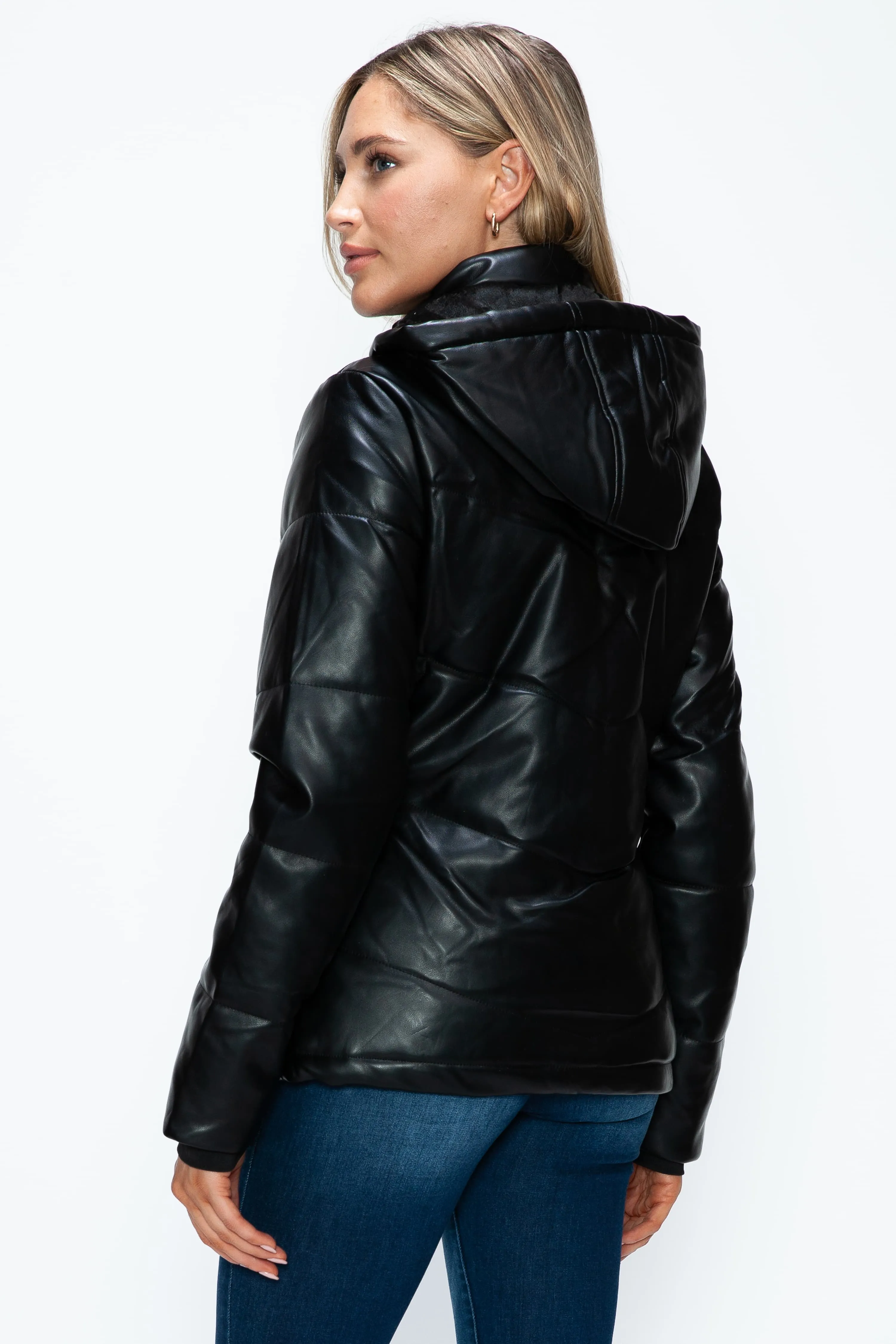 Pocketed Zip Up Puffer Jacket with Removable Hood