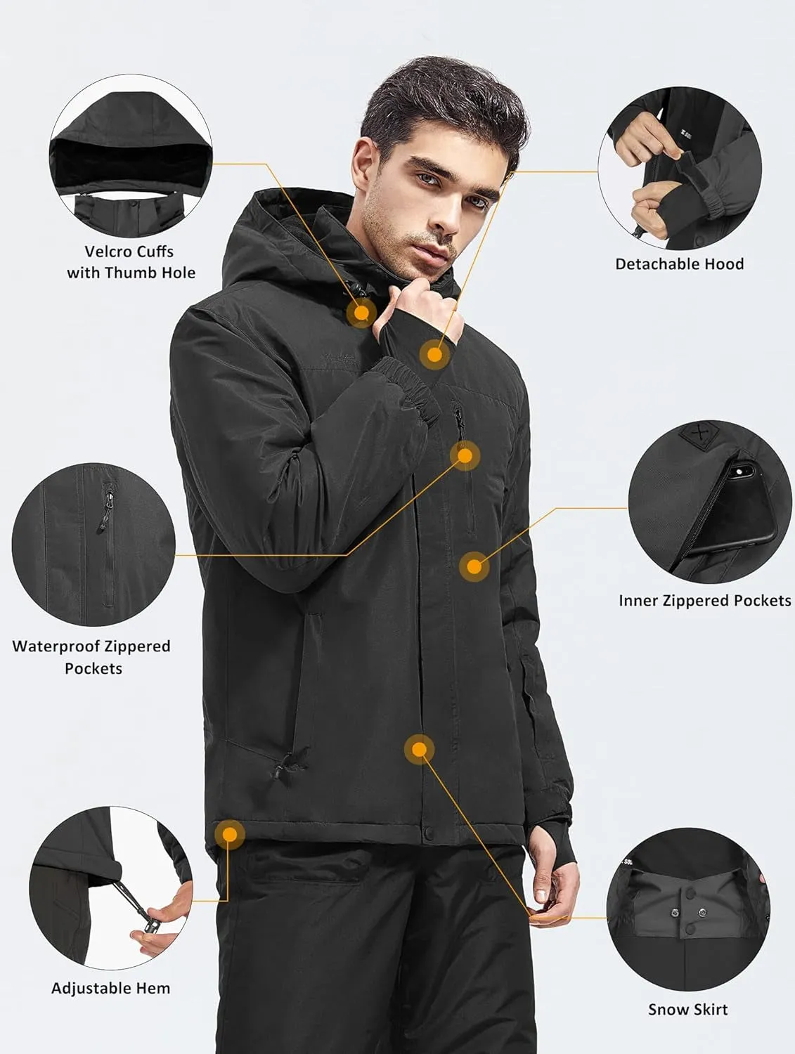 "Stay Warm and Dry in Style with the Ultimate Protection: Men's Waterproof Ski Snow Jacket!"