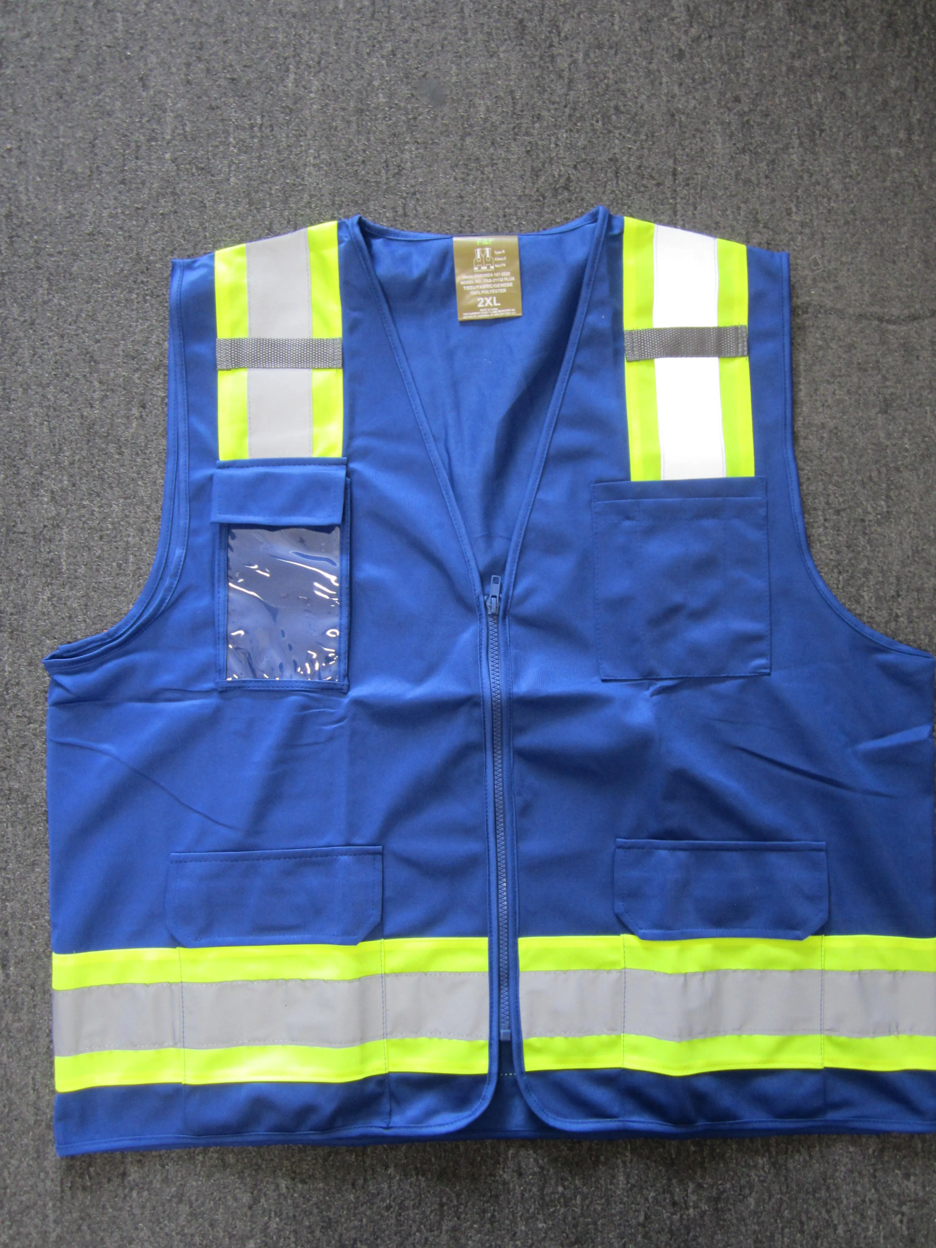 Safety Vest with Pull up Zipper Plus Size FAB-21132 PLUS