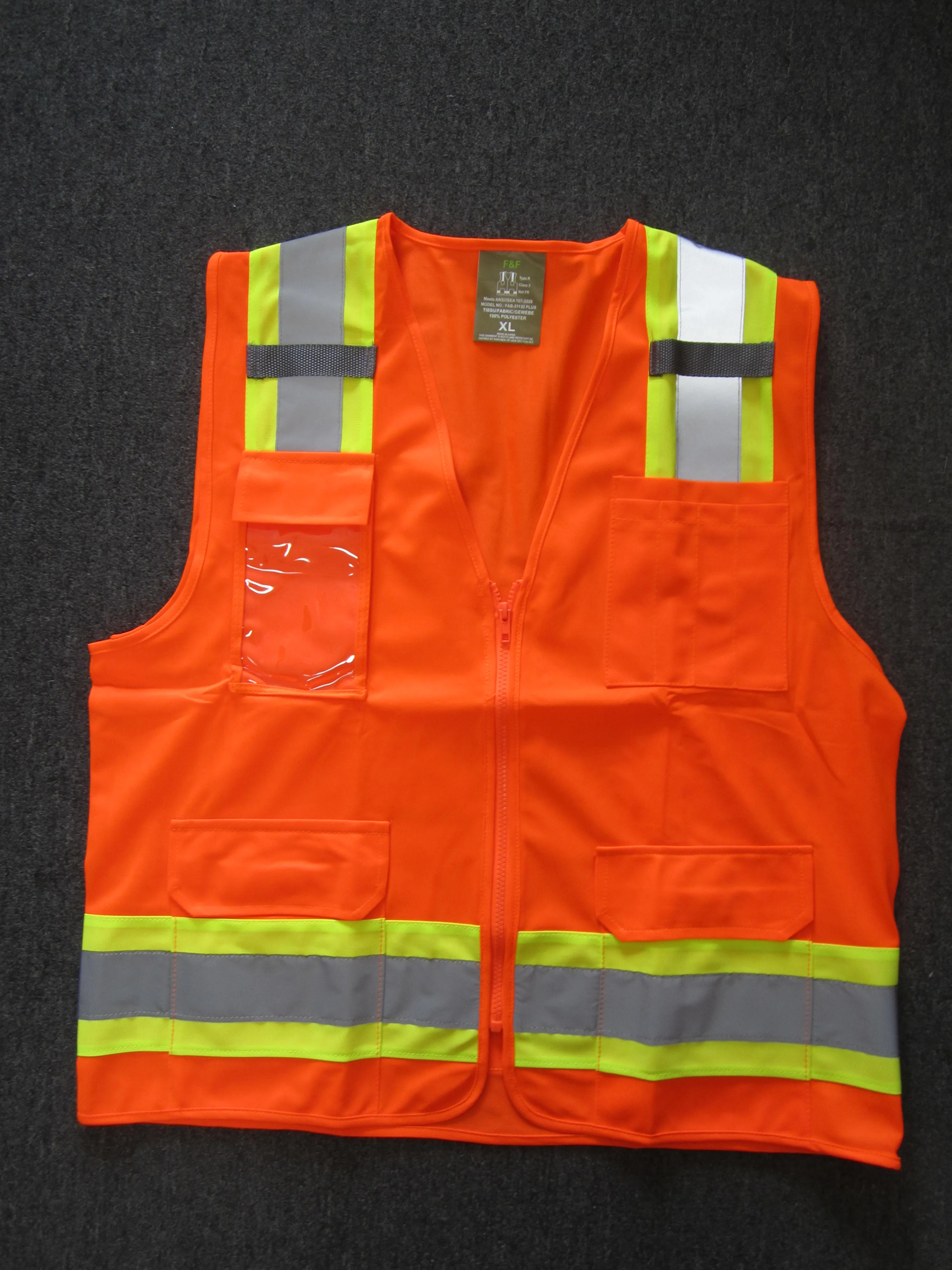 Safety Vest with Pull up Zipper Plus Size FAB-21132 PLUS