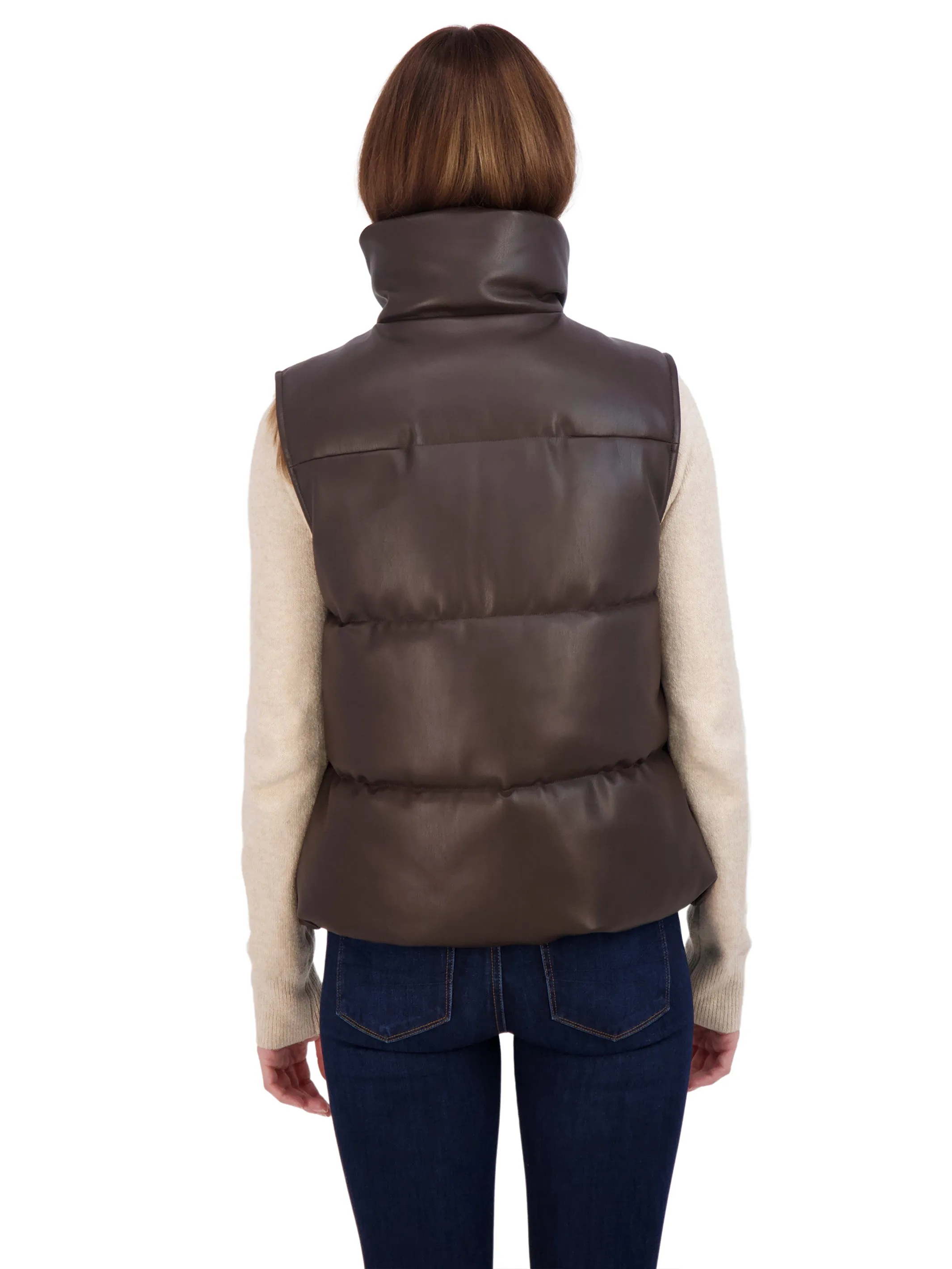 Sebby Collection Women's Faux Leather Puffer Vest